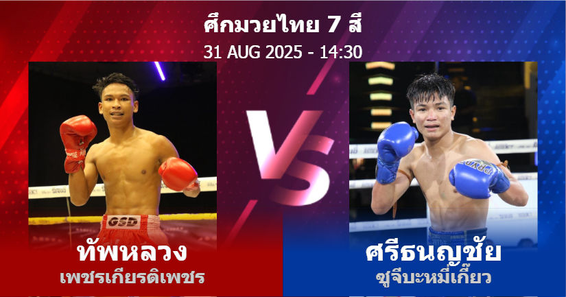 วิเคราะห์ มวย ทัพหลวง เพชรเกียรติเพชร vs ศรีธนญชัย ซูจีบะหมี่เกี๊ยว วันอาทิตย์ที่ 31 สิงหาคม 2568