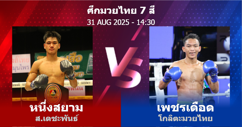 วิเคราะห์ มวย หนึ่งสยาม ส.เดชะพันธ์ vs เพชรเดือด โกลิตะมวยไทย วันอาทิตย์ที่ 31 สิงหาคม 2568