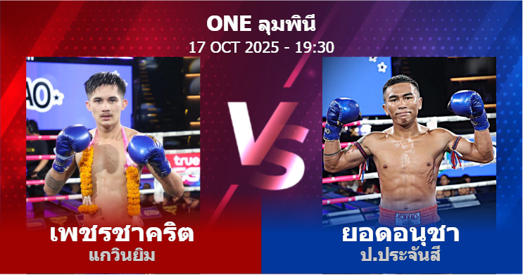วิเคราะห์ มวย เพชรชาคริต แกวินยิม vs ยอดอนุชา ป.ประจันสี วันศุกร์ที่ 17 ตุลาคม 2568
