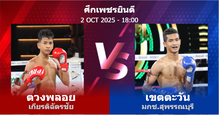 วิเคราะห์ มวย ตวงพลอย เกียรติฉัตรชัย vs เขตตะวัน มกช.สุพรรณบุรี วันพฤหัสบดีที่ 02 ตุลาคม 2568
