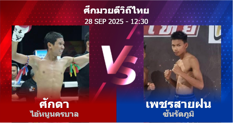 วิเคราะห์ มวย ศักดา ไอ้หนูนครบาล vs เพชรสายฝน ซันรัตภูมิ วันอาทิตย์ที่ 28 กันยายน 2568