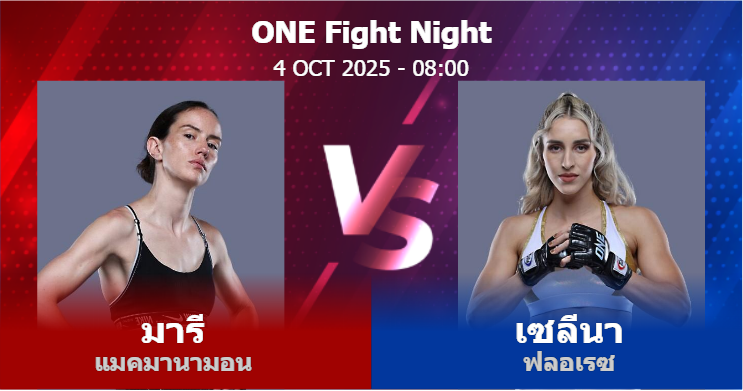 วิเคราะห์ มวย มารี แมคมานามอน vs เซลีนา ฟลอเรซ วันเสาร์ที่ 04 ตุลาคม 2568