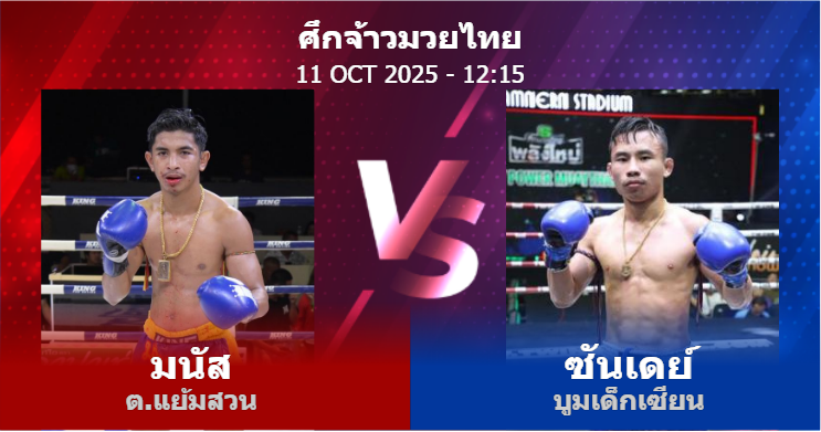 วิเคราะห์ มวย มนัส ต.แย้มสวน vs ซันเดย์ บูมเด็กเซียน วันเสาร์ที่ 11 ตุลาคม 2568