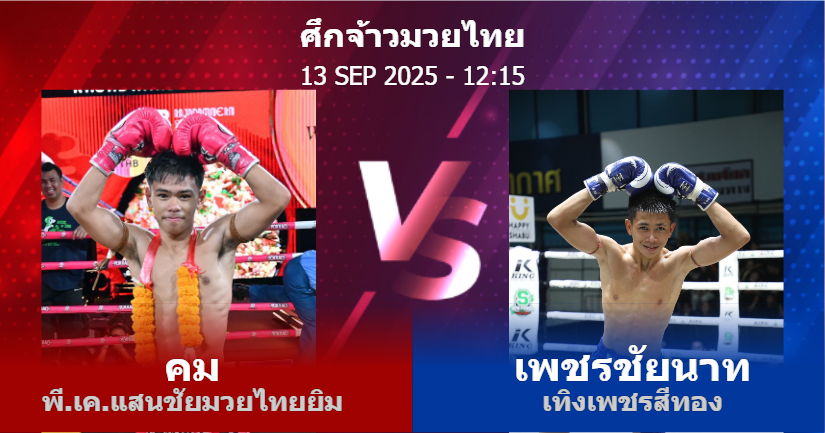 วิเคราะห์ มวย คม พี.เค.แสนชัยมวยไทยยิม vs เพชรชัยนาท เทิงเพชรสีทอง วันเสาร์ที่ 13 กันยายน 2568