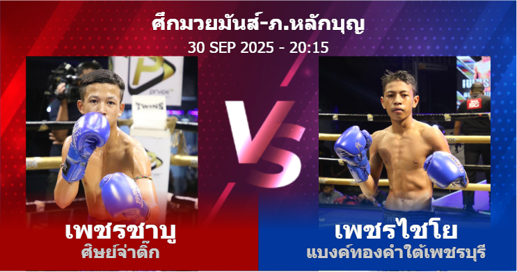 วิเคราะห์ มวย เพชรชาบู ศิษย์จ่าติ๊ก vs เพชรไชโย แบงค์ทองคำใต้เพชรบุรี วันอังคารที่ 30 กันยายน 2568