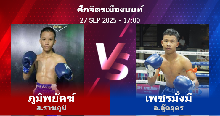 วิเคราะห์ มวย ภูมิพยัคฆ์ ส.ราชภูมิ vs เพชรมั่งมี อ.อู๊ดอุดร วันเสาร์ที่ 27 กันยายน 2568