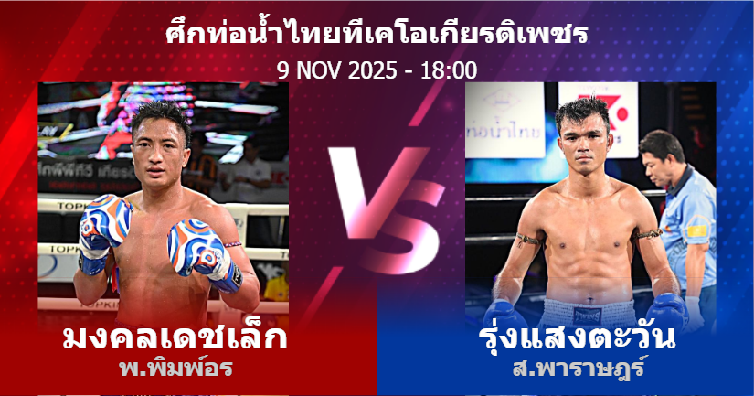 วิเคราะห์ มวย มงคลเดชเล็ก พ.พิมพ์อร vs รุ่งแสงตะวัน ส.พาราษฎร์ วันอาทิตย์ที่ 09 พฤศจิกายน 2568