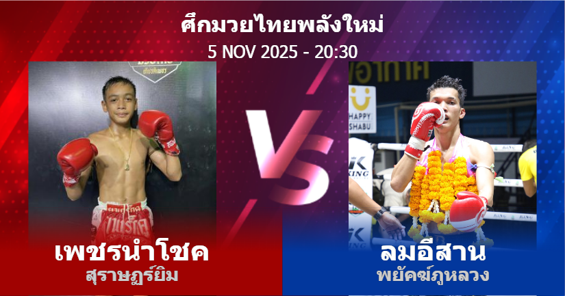 วิเคราะห์ มวย เพชรนำโชค สุราษฏร์ยิม vs ลมอีสาน พยัคฆ์ภูหลวง วันพุธที่ 05 พฤศจิกายน 2568