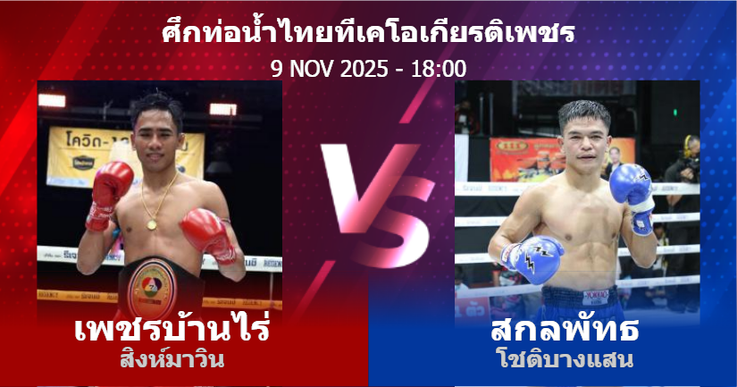 วิเคราะห์ มวย เพชรบ้านไร่ สิงห์มาวิน vs สกลพัทธ โชติบางแสน วันอาทิตย์ที่ 09 พฤศจิกายน 2568