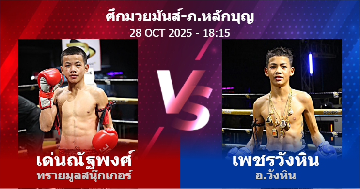 วิเคราะห์ มวย เด่นณัฐพงศ์ ทรายมูลสนุ๊กเกอร์ vs เพชรวังหิน อ.วังหิน วันอังคารที่ 28 ตุลาคม 2568