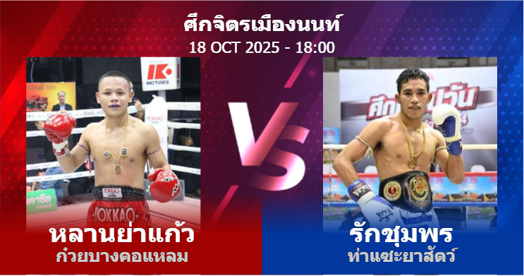 วิเคราะห์ มวย หลานย่าแก้ว ก๋วยบางคอแหลม vs รักชุมพร ท่าแซะยาสัตว์ วันเสาร์ที่ 18 ตุลาคม 2568