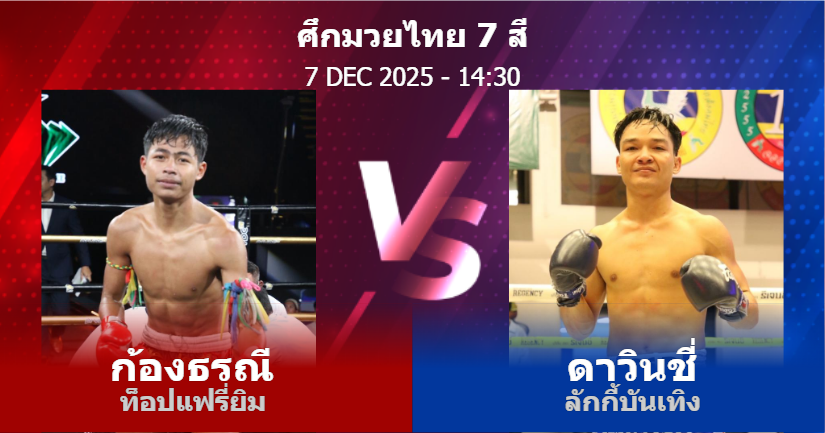 วิเคราะห์ มวย ก้องธรณี ท็อปแฟรี่ยิม vs ดาวินชี่ ลักกี้บันเทิง วันอาทิตย์ที่ 07 ธันวาคม 2568