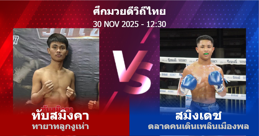 วิเคราะห์ มวย ทับสมิงคา ทายาทลูกงูเห่า vs สมิงเดช ตลาดคนเดินเพลินเมืองพล วันอาทิตย์ที่ 30 พฤศจิกายน 2568
