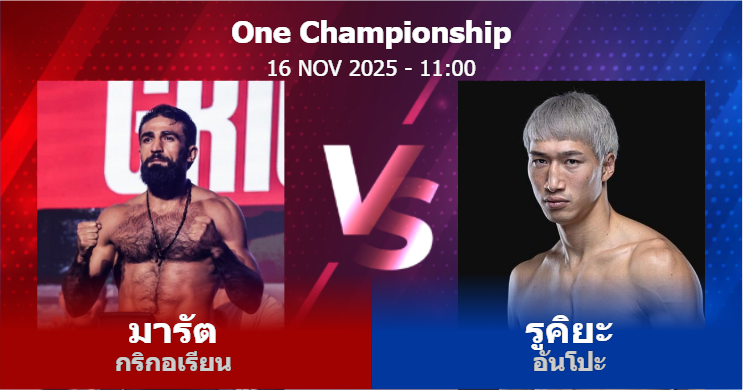 วิเคราะห์ มวย มารัต กริกอเรียน vs รูคิยะ อันโปะ วันอาทิตย์ที่ 16 พฤศจิกายน 2568