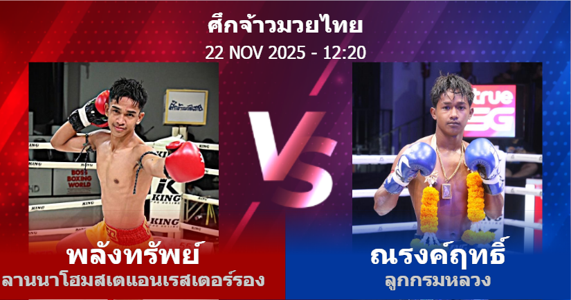 วิเคราะห์ มวย พลังทรัพย์ ลานนาโฮมสเตแอนเรสเตอร์รอง vs ณรงค์ฤทธิ์ ลูกกรมหลวง วันเสาร์ที่ 22 พฤศจิกายน 2568