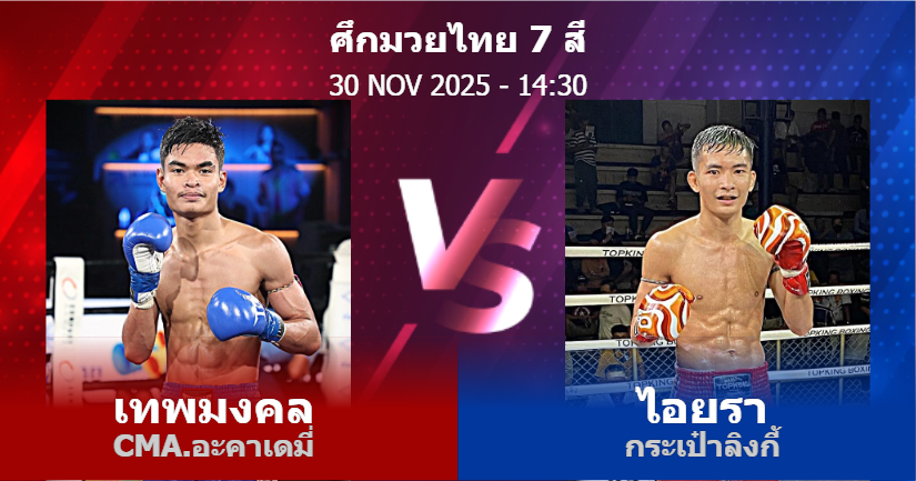 วิเคราะห์ มวย เทพมงคล CMA.อะคาเดมี่ vs ไอยรา กระเป๋าลิงกี้ วันอาทิตย์ที่ 30 พฤศจิกายน 2568