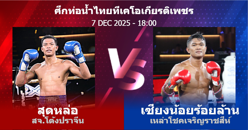 วิเคราะห์ มวย สุดหล่อ สจ.โต้งปราจีน vs เซียงน้อยร้อยล้าน เหล่าโชคเจริญราชสีห์ วันอาทิตย์ที่ 07 ธันวาคม 2568