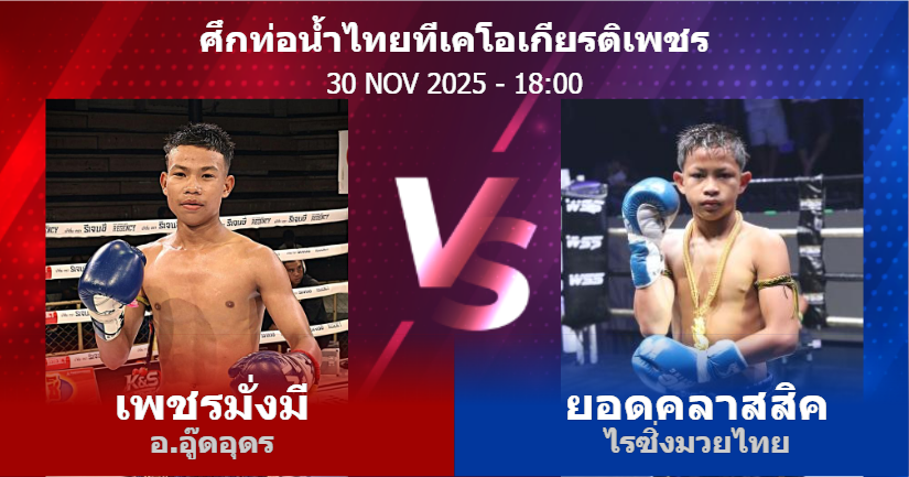 วิเคราะห์ มวย เพชรมั่งมี อ.อู๊ดอุดร vs ยอดคลาสสิค ไรซิ่งมวยไทย วันอาทิตย์ที่ 30 พฤศจิกายน 2568