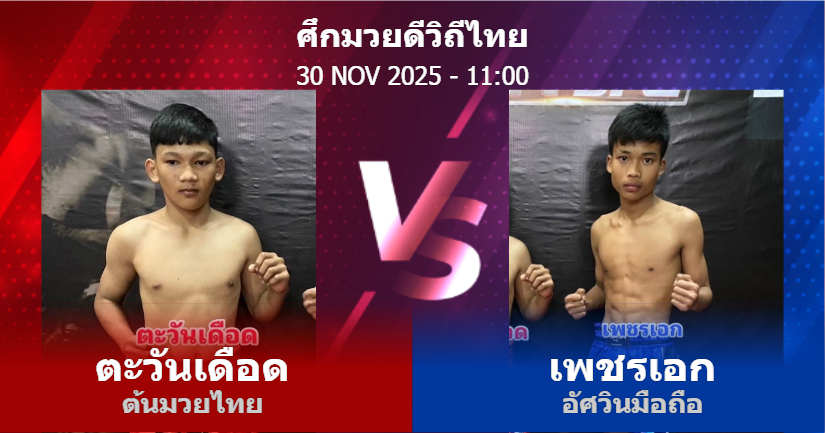 วิเคราะห์ มวย ตะวันเดือด ต้นมวยไทย vs เพชรเอก อัศวินมือถือ วันอาทิตย์ที่ 30 พฤศจิกายน 2568