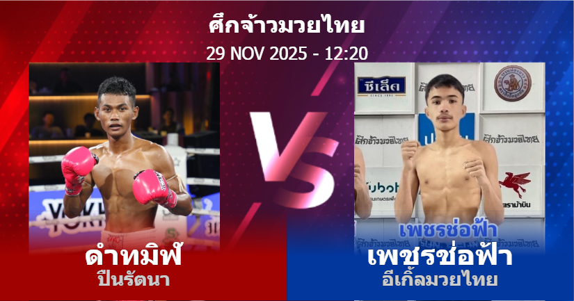 วิเคราะห์ มวย ดำทมิฬ ปืนรัตนา vs เพชรช่อฟ้า อีเกิ้ลมวยไทย วันเสาร์ที่ 29 พฤศจิกายน 2568