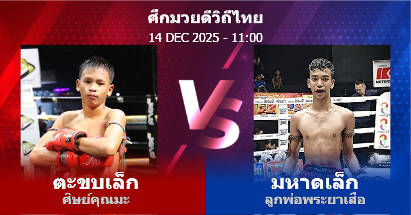 วิเคราะห์ มวย ตะขบเล็ก ศิษย์คุณมะ vs มหาดเล็ก ลูกพ่อพระยาเสือ วันอาทิตย์ที่ 14 ธันวาคม 2568