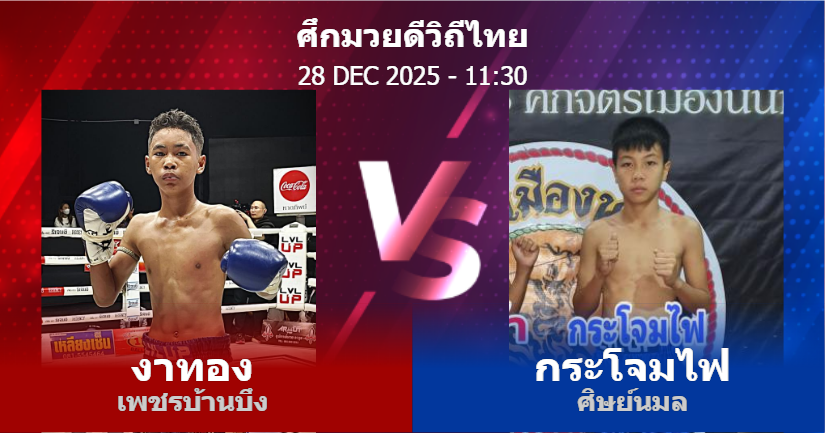 วิเคราะห์ มวย งาทอง เพชรบ้านบึง vs กระโจมไฟ ศิษย์นมล วันอาทิตย์ที่ 28 ธันวาคม 2568