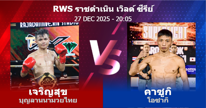 วิเคราะห์ มวย เจริญสุข บุญลานนามวยไทย vs คาซูกิ โอซากิ วันเสาร์ที่ 27 ธันวาคม 2568